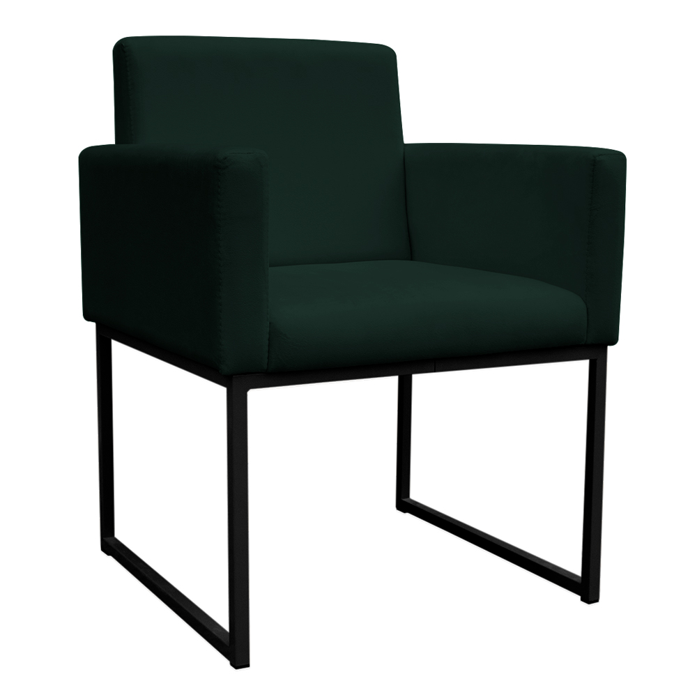 Kit 2 Poltronas Decorativa Base De Ferro Preto Veludo Verde - Montanaris Decor
