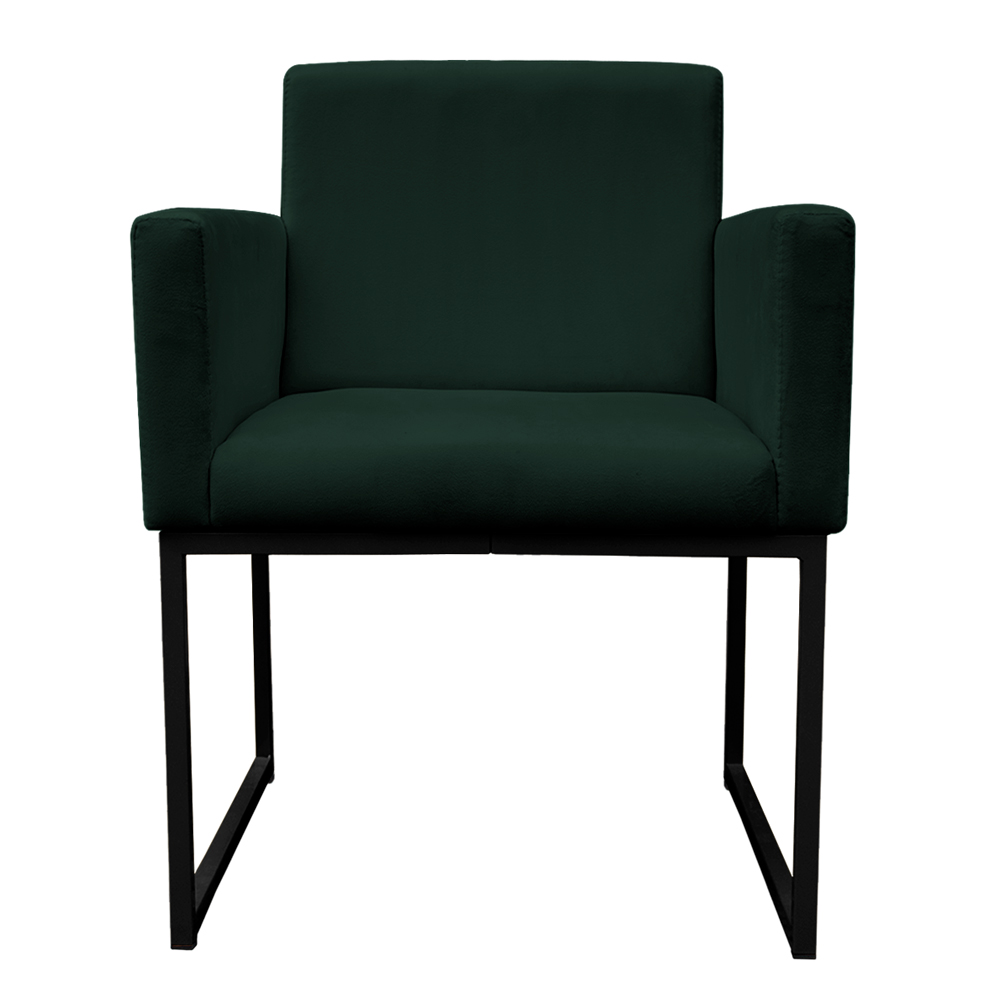 Kit 2 Poltronas Decorativa Base De Ferro Preto Veludo Verde - Montanaris Decor