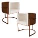 Kit 2 Poltronas Decorativa Cristal Base Bronze Veludo Bege/Pu Caramelo - Montanaris Decor