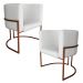 Kit 2 Poltronas Decorativa Luana Base Bronze PU Branco - Montanaris Decor