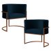 Kit 2 Poltronas Decorativa Luana Base Bronze Veludo Azul Marinho - Montanaris Decor