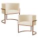 Kit 2 Poltronas Decorativa Luana Base Bronze Veludo Bege - Montanaris Decor