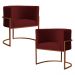 Kit 2 Poltronas Decorativa Luana Base Bronze Veludo Bordô - Montanaris Decor