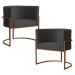 Kit 2 Poltronas Decorativa Luana Base Bronze Veludo Cinza- Montanaris Decor