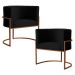 Kit 2 Poltronas Decorativa Luana Base Bronze Veludo Preto - Montanaris Decor