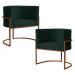 Kit 2 Poltronas Decorativa Luana Base Bronze Veludo Verde - Montanaris Decor