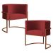 Kit 2 Poltronas Decorativa Luana Base Bronze Veludo Vermelho - Montanaris Decor