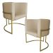 Kit 2 Poltronas Decorativa Luana Base Gold PU Bege - Montanaris Decor