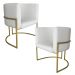 Kit 2 Poltronas Decorativa Luana Base Gold PU Branco - Montanaris Decor