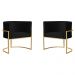 Kit 2 Poltronas Decorativa Luana Base Gold PU Preto - Montanaris Decor