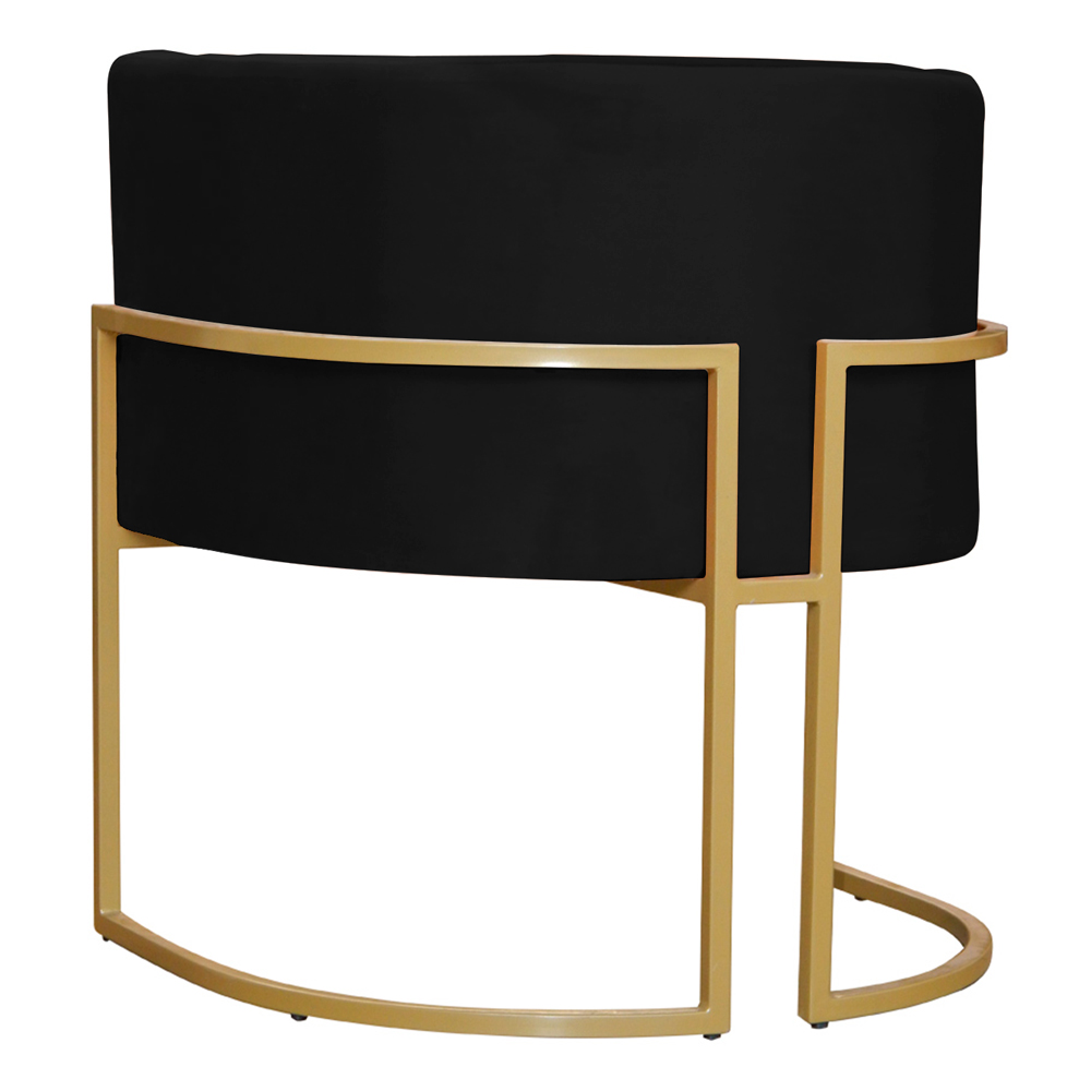 Kit 2 Poltronas Decorativa Luana Base Gold PU Preto - Montanaris Decor