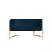 Kit 2 Poltronas Decorativa Sala de Estar Luana + Namoradeira  Base Gold Veludo Azul Marinho - Montanaris Decor