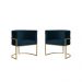 Kit 2 Poltronas Decorativa Sala de Estar Luana + Namoradeira  Base Gold Veludo Azul Marinho - Montanaris Decor