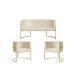 Kit 2 Poltronas Decorativa Sala de Estar Luana + Namoradeira  Base Gold Veludo Bege - Montanaris Decor