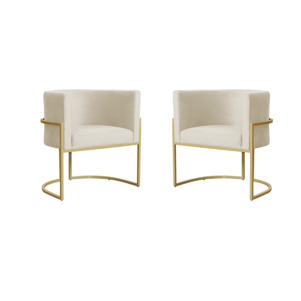 Kit 2 Poltronas Decorativa Sala de Estar Luana + Namoradeira  Base Gold Veludo Bege - Montanaris Decor