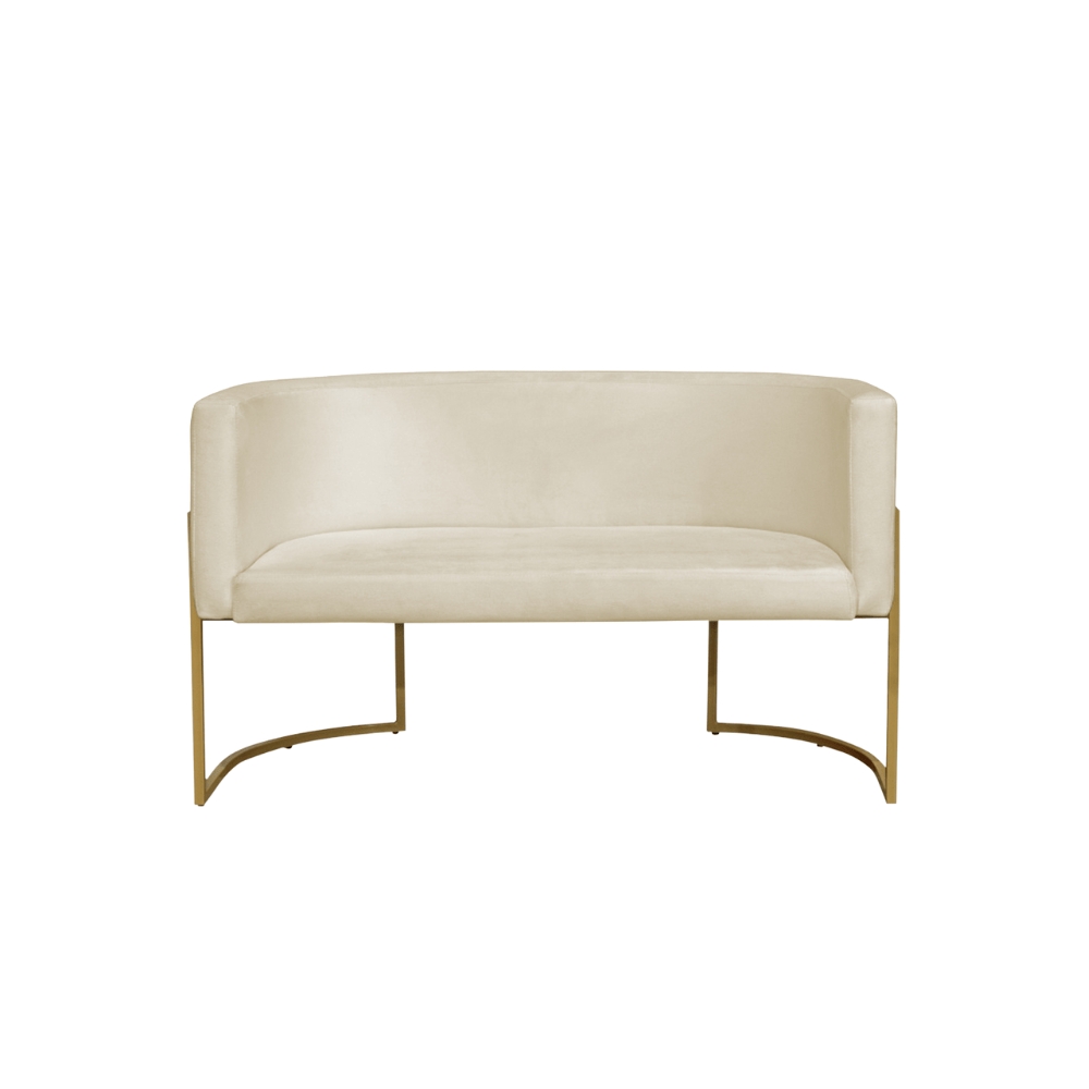 Kit 2 Poltronas Decorativa Sala de Estar Luana + Namoradeira  Base Gold Veludo Bege - Montanaris Decor
