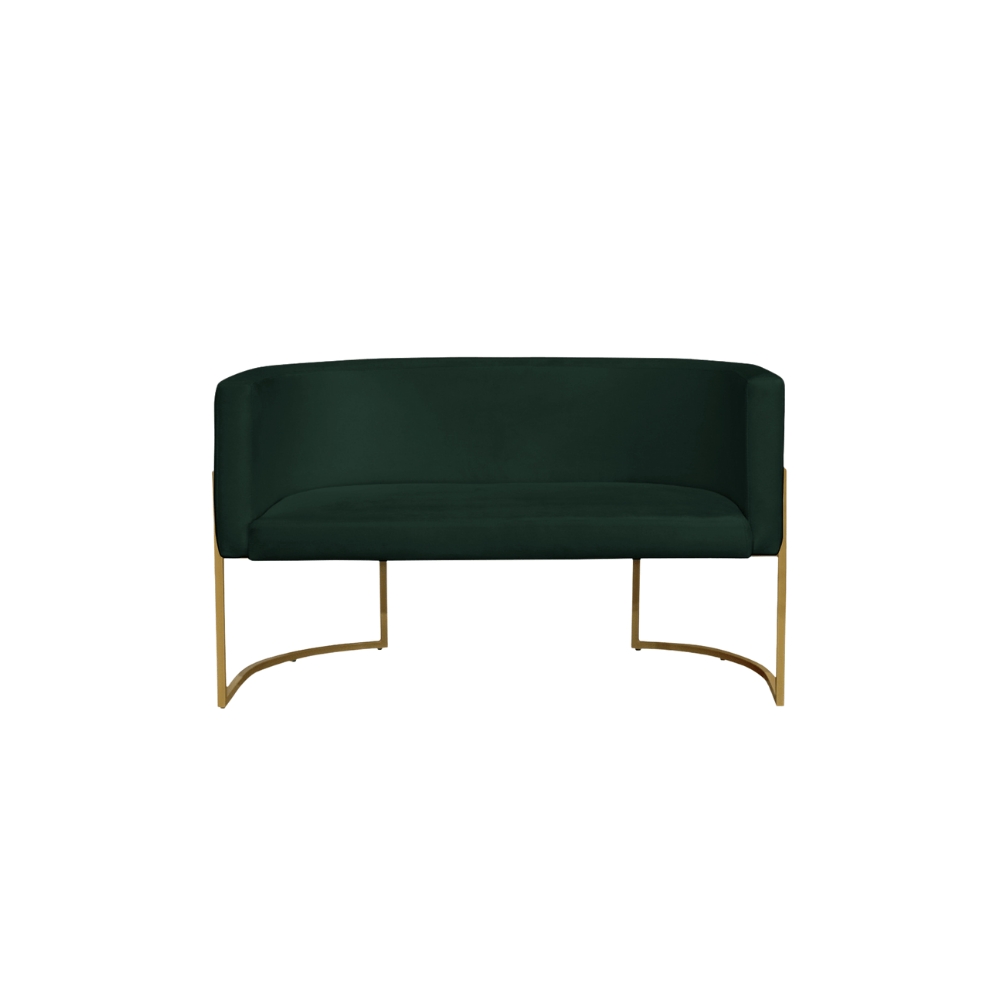 Kit 2 Poltronas Decorativa Sala de Estar Luana + Namoradeira  Base Gold Veludo Verde - Montanaris Decor