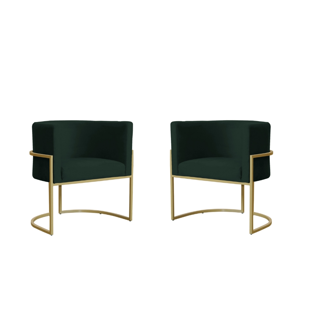 Kit 2 Poltronas Decorativa Sala de Estar Luana + Namoradeira  Base Gold Veludo Verde - Montanaris Decor