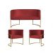 Kit 2 Poltronas Decorativa Sala de Estar Luana + Namoradeira  Base Gold Veludo Vermelho - Montanaris Decor