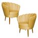 Kit 2 Poltronas Decorativa Sala de Estar Pétala Veludo Amarelo - Montanaris Decor