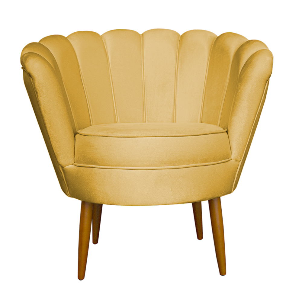 Kit 2 Poltronas Decorativa Sala de Estar Pétala Veludo Amarelo - Montanaris Decor