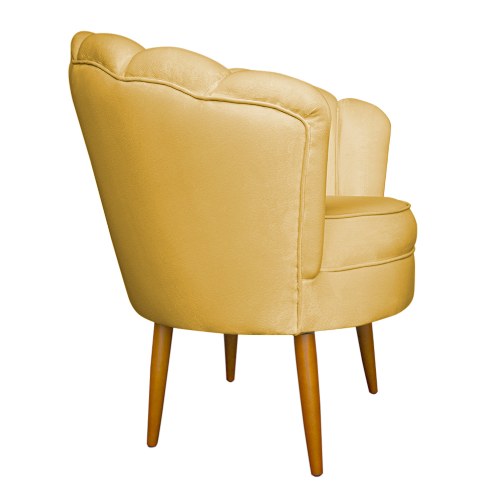Kit 2 Poltronas Decorativa Sala de Estar Pétala Veludo Amarelo - Montanaris Decor