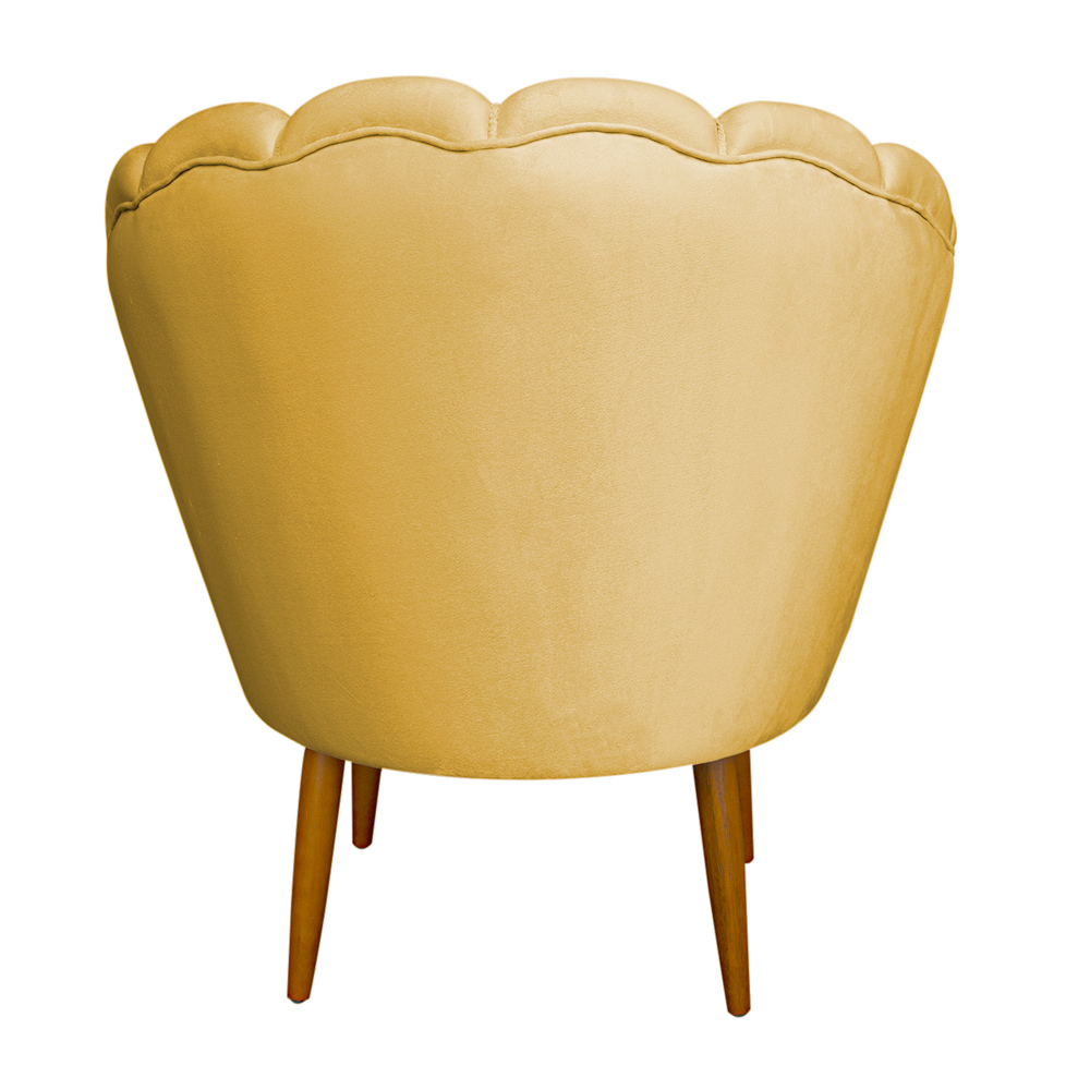 Kit 2 Poltronas Decorativa Sala de Estar Pétala Veludo Amarelo - Montanaris Decor