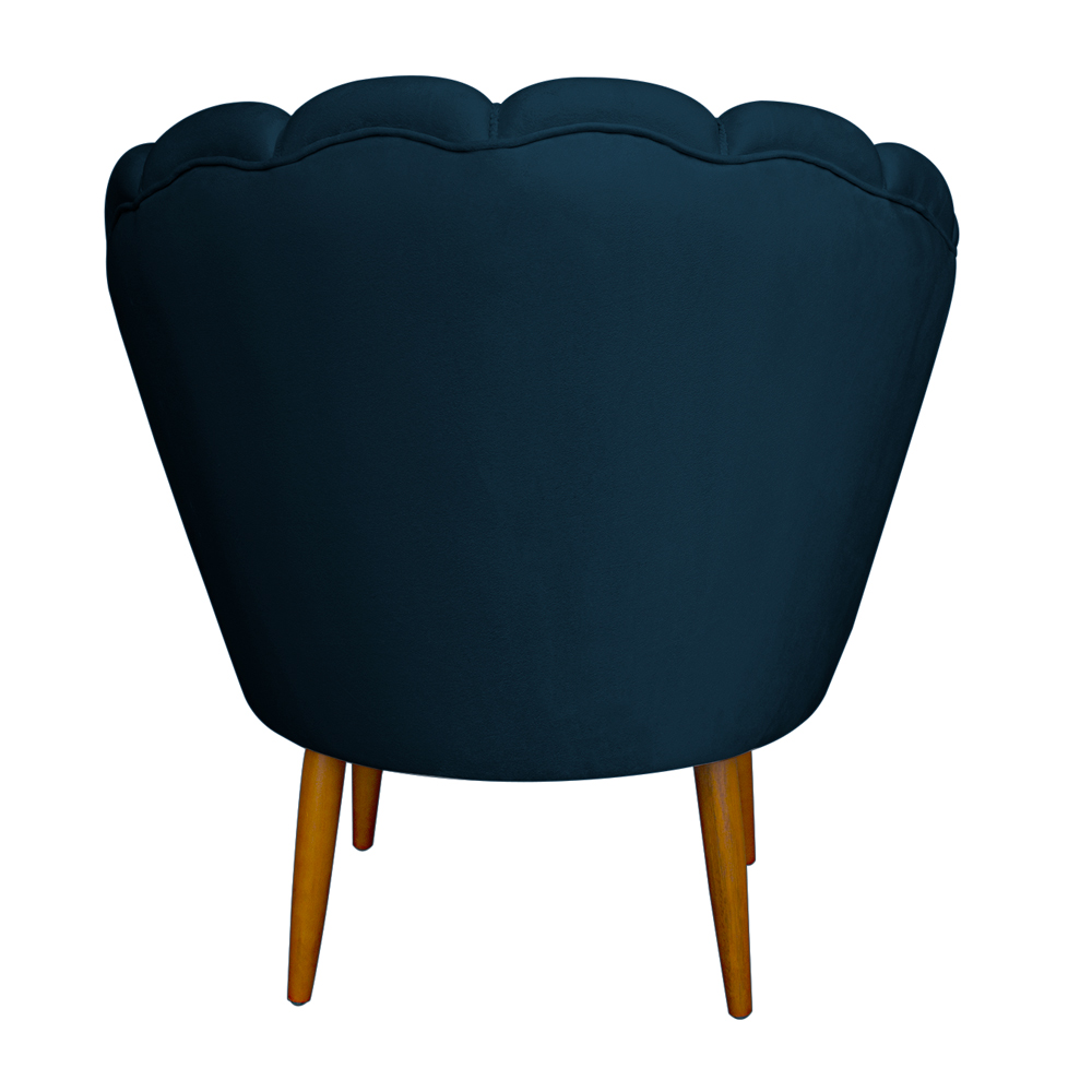 Kit 2 Poltronas Decorativa Sala de Estar Pétala Veludo Azul Marinho - Montanaris Decor