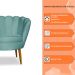 Kit 2 Poltronas Decorativa Sala de Estar Pétala Veludo Azul Turquesa - Montanaris Decor