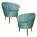 Kit 2 Poltronas Decorativa Sala de Estar Pétala Veludo Azul Turquesa - Montanaris Decor