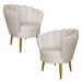 Kit 2 Poltronas Decorativa Sala de Estar Pétala Veludo Bege - Montanaris Decor
