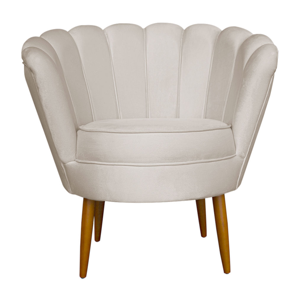 Kit 2 Poltronas Decorativa Sala de Estar Pétala Veludo Bege - Montanaris Decor