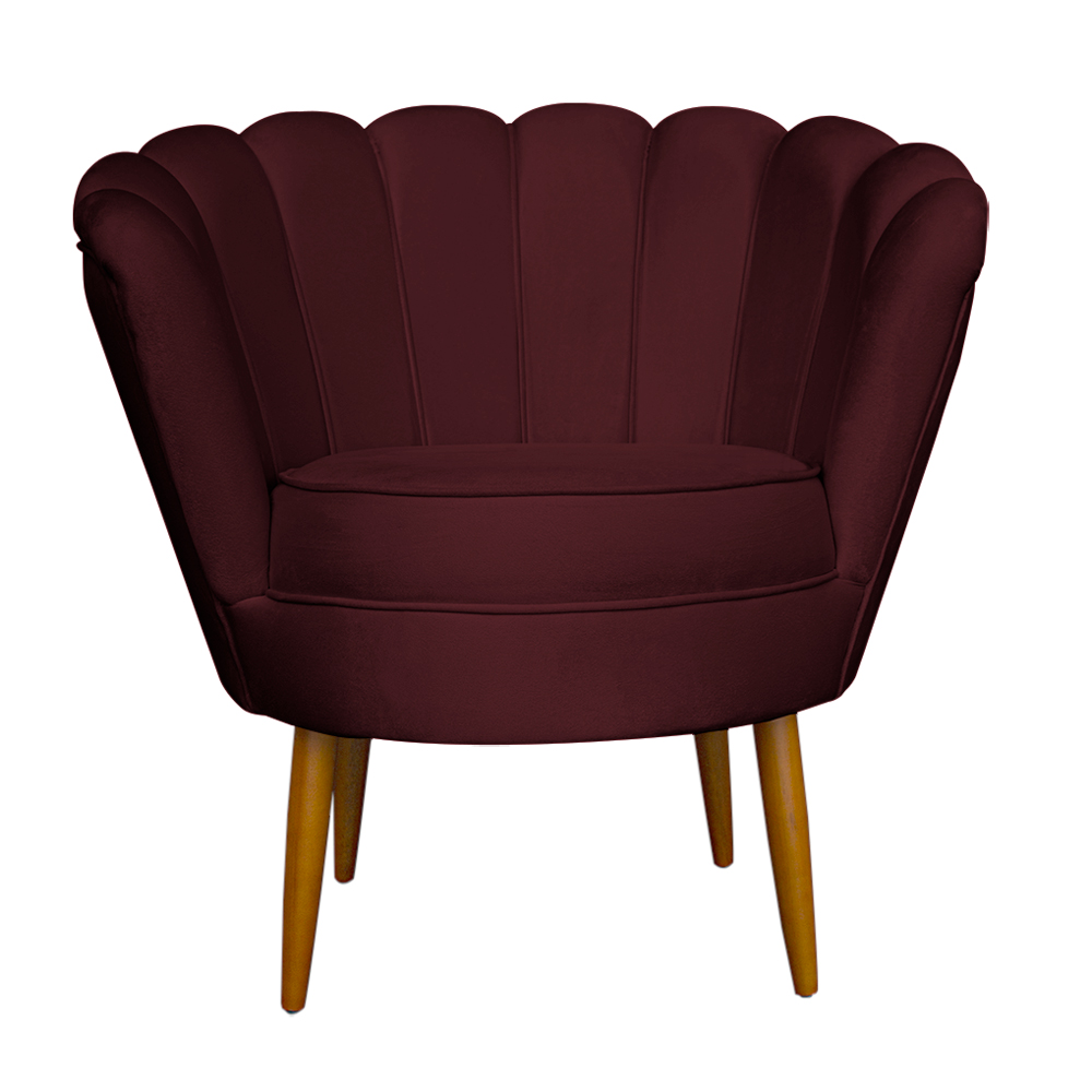 Kit 2 Poltronas Decorativa Sala de Estar Pétala Veludo Bordô - Montanaris Decor