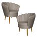 Kit 2 Poltronas Decorativa Sala de Estar Pétala Veludo Cappuccino - Montanaris Decor