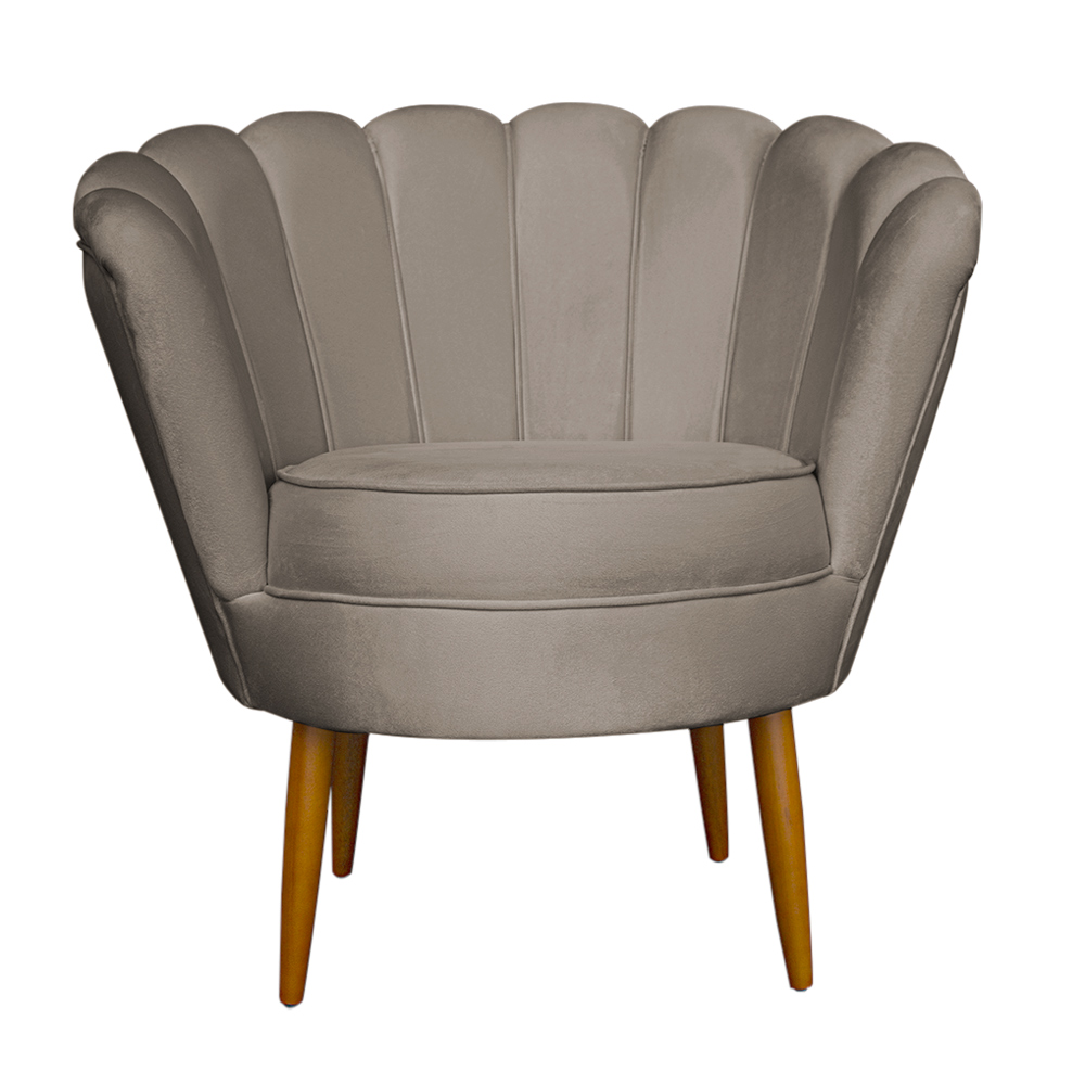 Kit 2 Poltronas Decorativa Sala de Estar Pétala Veludo Cappuccino - Montanaris Decor