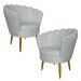 Kit 2 Poltronas Decorativa Sala de Estar Pétala Veludo Cinza - Montanaris Decor