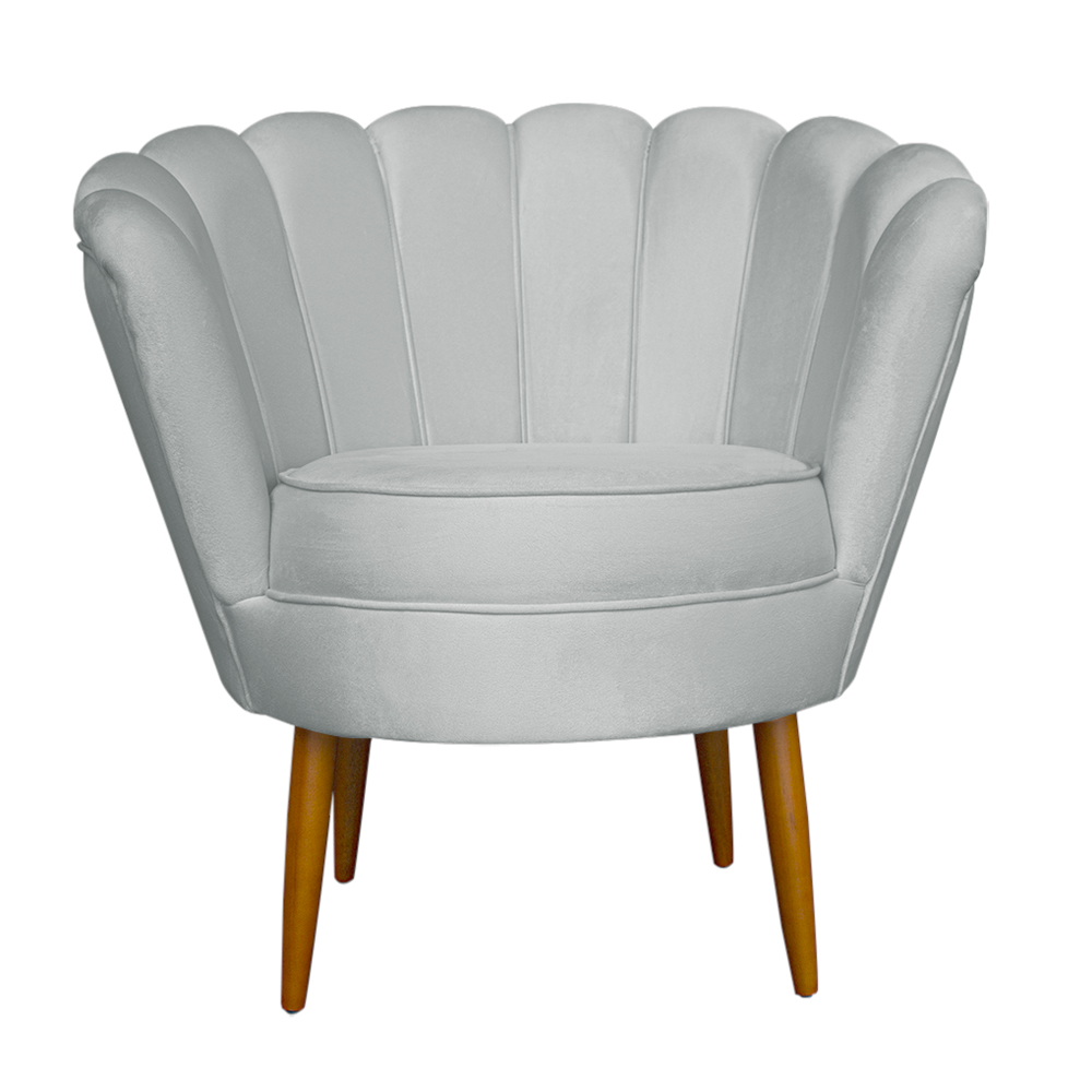 Kit 2 Poltronas Decorativa Sala de Estar Pétala Veludo Cinza - Montanaris Decor