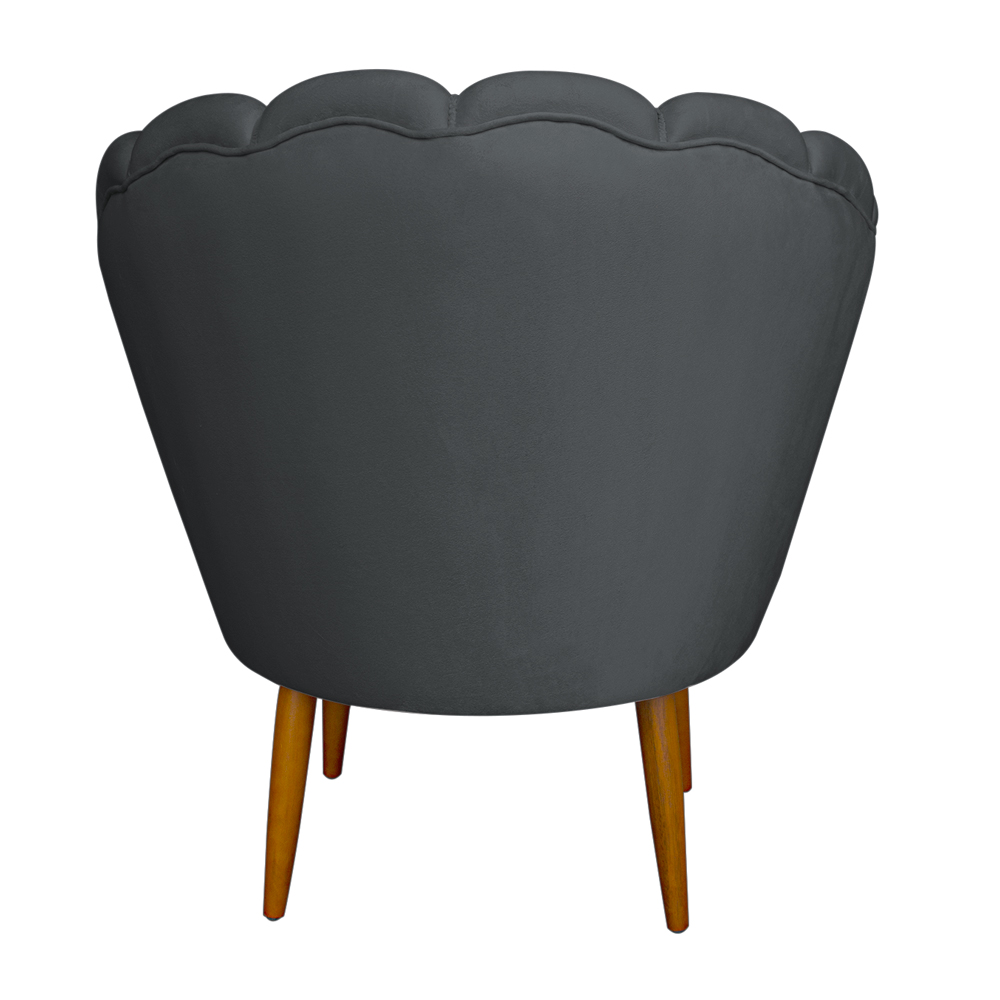 Kit 2 Poltronas Decorativa Sala de Estar Pétala Veludo Grafite - Montanaris Decor