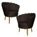 Kit 2 Poltronas Decorativa Sala de Estar Pétala Veludo Marrom - Montanaris Decor
