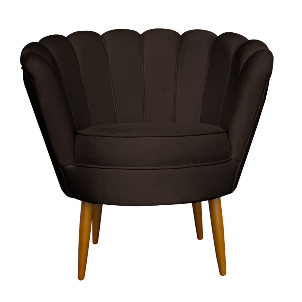 Kit 2 Poltronas Decorativa Sala de Estar Pétala Veludo Marrom - Montanaris Decor