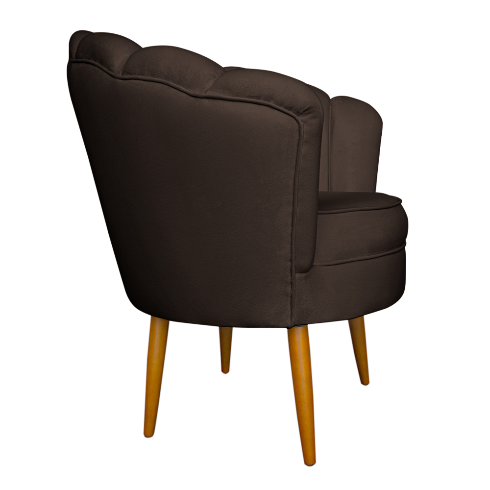 Kit 2 Poltronas Decorativa Sala de Estar Pétala Veludo Marrom - Montanaris Decor