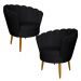 Kit 2 Poltronas Decorativa Sala de Estar Pétala Veludo Preto - Montanaris Decor