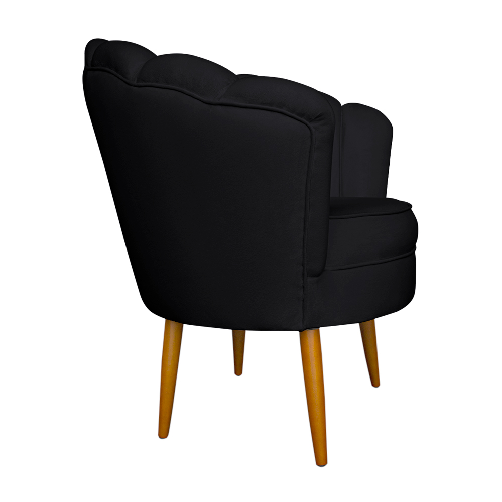 Kit 2 Poltronas Decorativa Sala de Estar Pétala Veludo Preto - Montanaris Decor