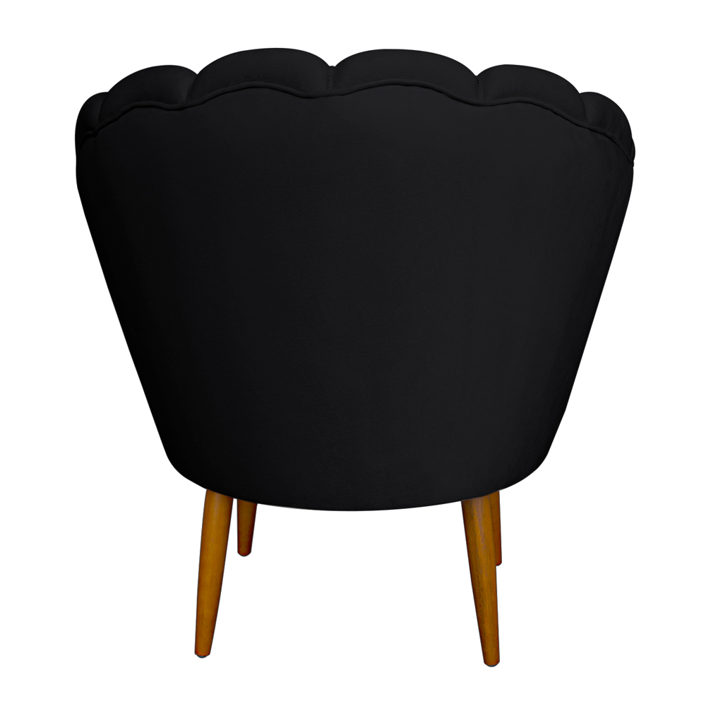Kit 2 Poltronas Decorativa Sala de Estar Pétala Veludo Preto - Montanaris Decor