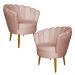 Kit 2 Poltronas Decorativa Sala de Estar Pétala Veludo Rosê - Montanaris Decor