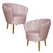Kit 2 Poltronas Decorativa Sala de Estar Pétala Veludo Rosê Claro - Montanaris Decor