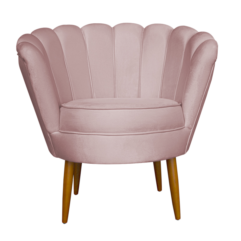 Kit 2 Poltronas Decorativa Sala de Estar Pétala Veludo Rosê Claro - Montanaris Decor