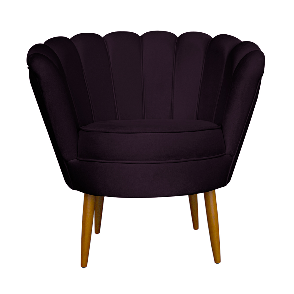 Kit 2 Poltronas Decorativa Sala de Estar Pétala Veludo Roxo - Montanaris Decor