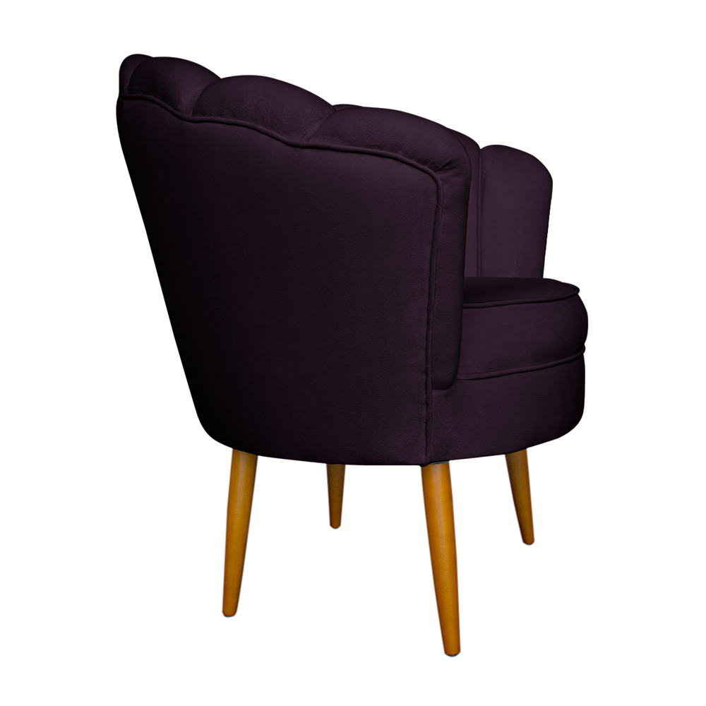 Kit 2 Poltronas Decorativa Sala de Estar Pétala Veludo Roxo - Montanaris Decor