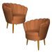 Kit 2 Poltronas Decorativa Sala de Estar Pétala Veludo Terracota - Montanaris Decor